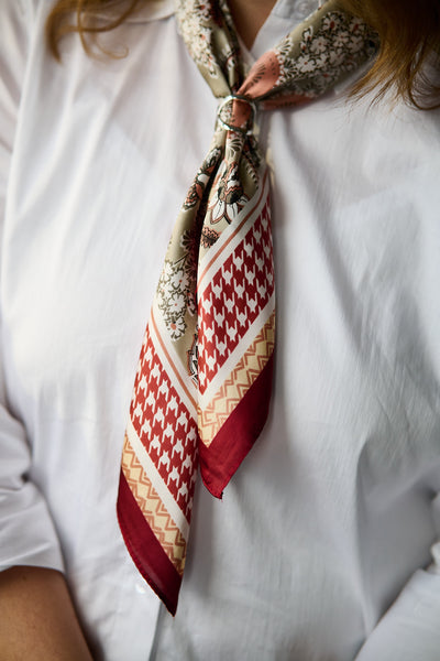 Skjerf Paisley 70X70 - Vinrød