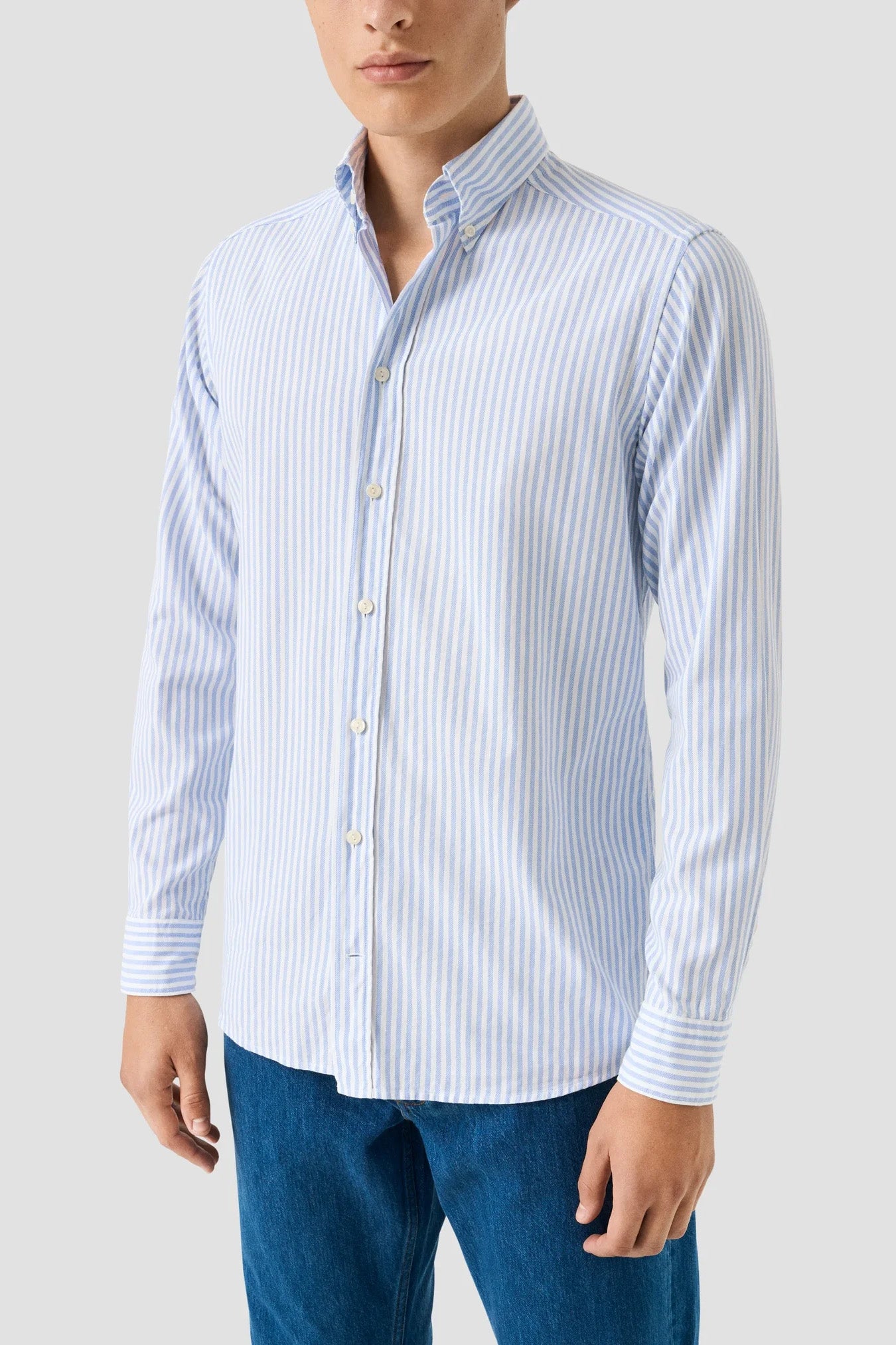 Bengal Striped Signature Oxford Shirt - Mid Blue