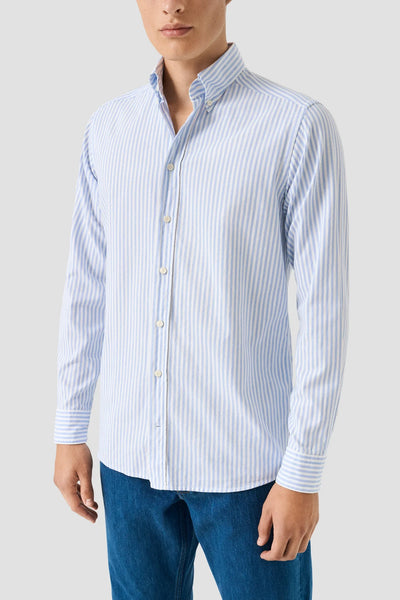 Bengal Striped Signature Oxford Shirt - Mid Blue