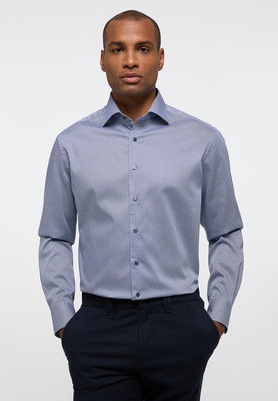 PRINT SKJORTE MODERN FIT BLÅ/LYSEBLÅ