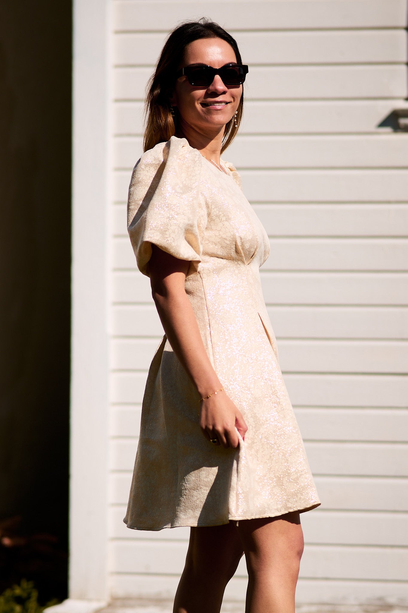 She Got It Dress Gold flowers