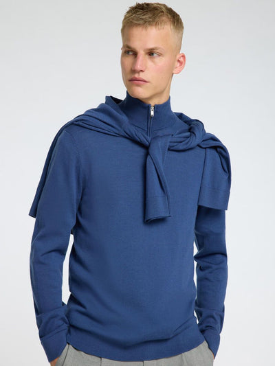 Tray Ls Knit Merino Half Zip Noos - Oceana