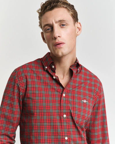 Reg Classic Poplin Tartan Shirt - Ruby Red