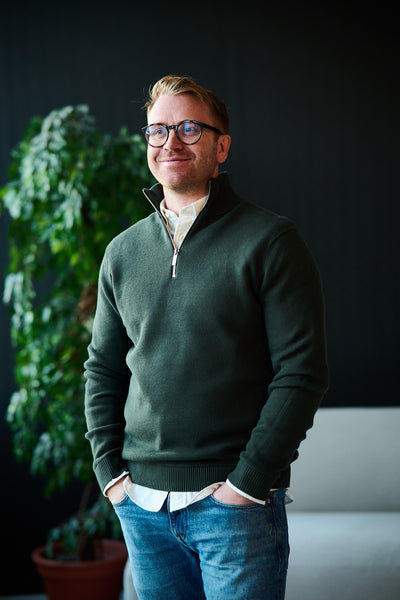 Dane Ls Knit Structure Half Zip - Deep Forest