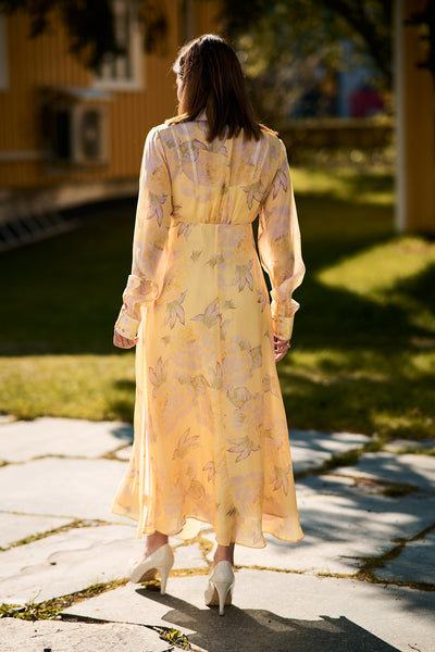 Cupro Shirt Dress Yellow Rose