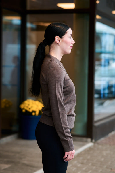 Thea Ls Knit Merino Collar Neck