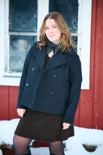 Alma Pattern Wool Blend Jacket - Black Check