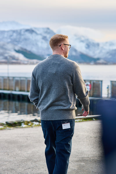 Calle Relaxed Cashmere Blend Crew - Grey Melange