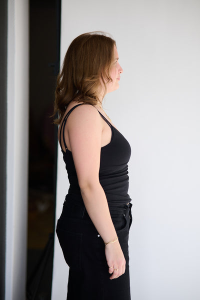 Perfect Line Cott Top w/Strap - Black