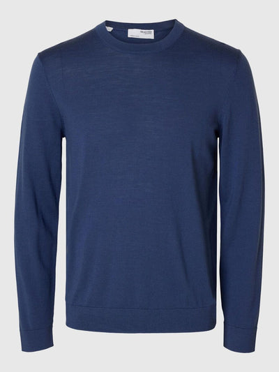 Tray Ls Knit Merino Crew Neck Noos - Blue