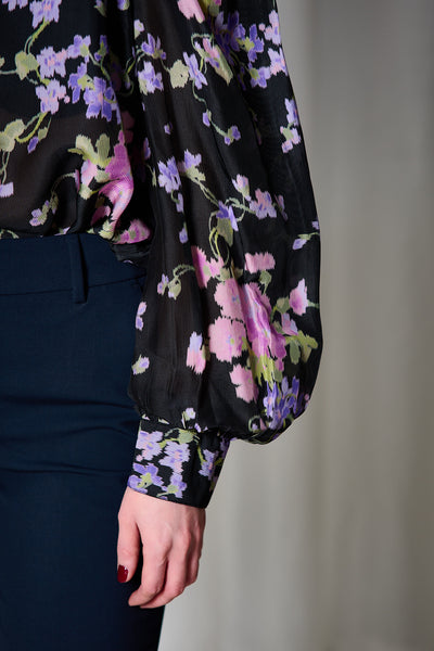 Striped Organza Blouse - Midnight Viola