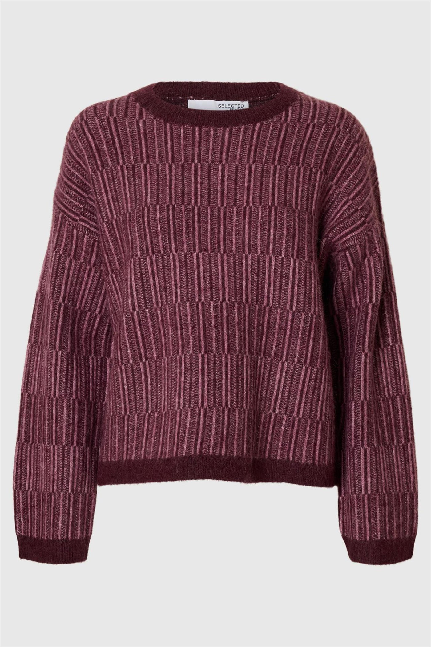 Alva Ls Knit Stripe O-neck - Fig