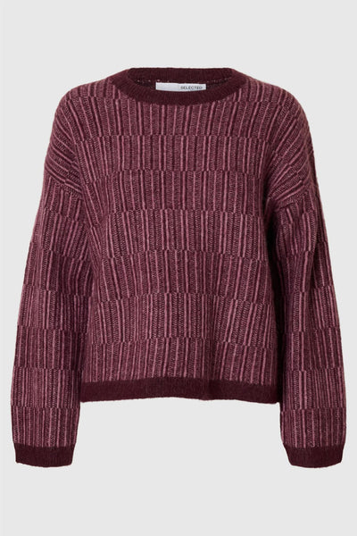 Alva Ls Knit Stripe O-neck - Fig