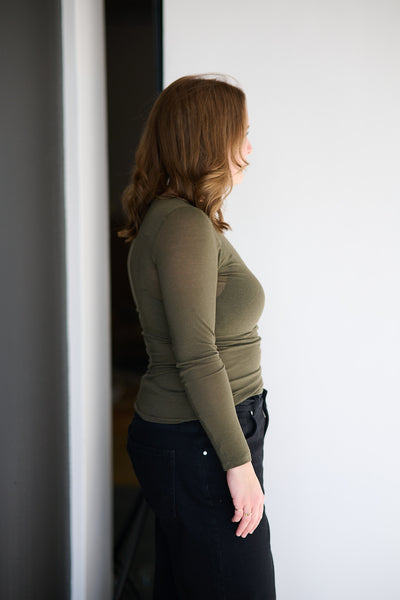 Perfect Line Cashmere T-Shirt - Military