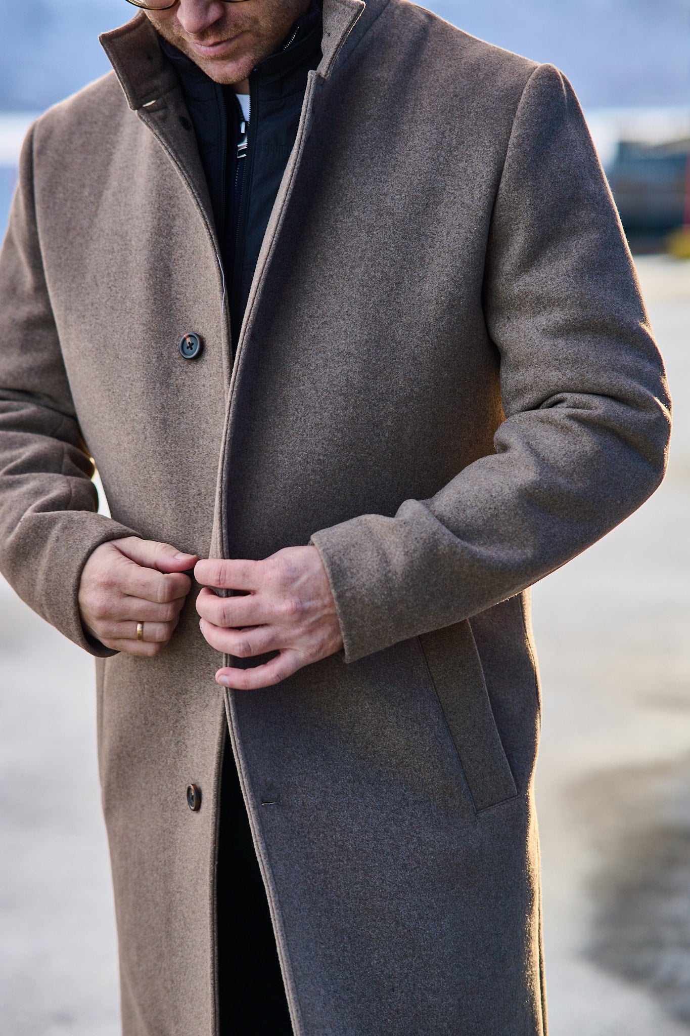 Rainar Wool Blend Coat - Fallen Rock/Melange