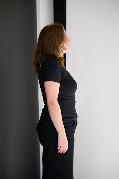 Perfect Line Cotton T-Shirt - Sort