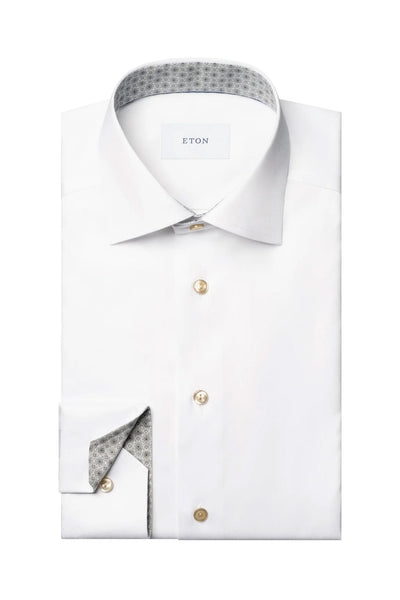 Medallion Effect Signature Twill Shirt Contemporary Fit - White