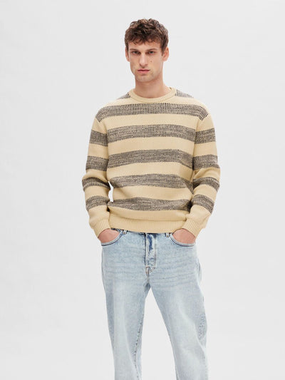 Stan Relaxed Ls Knit Stripe Crew Neck