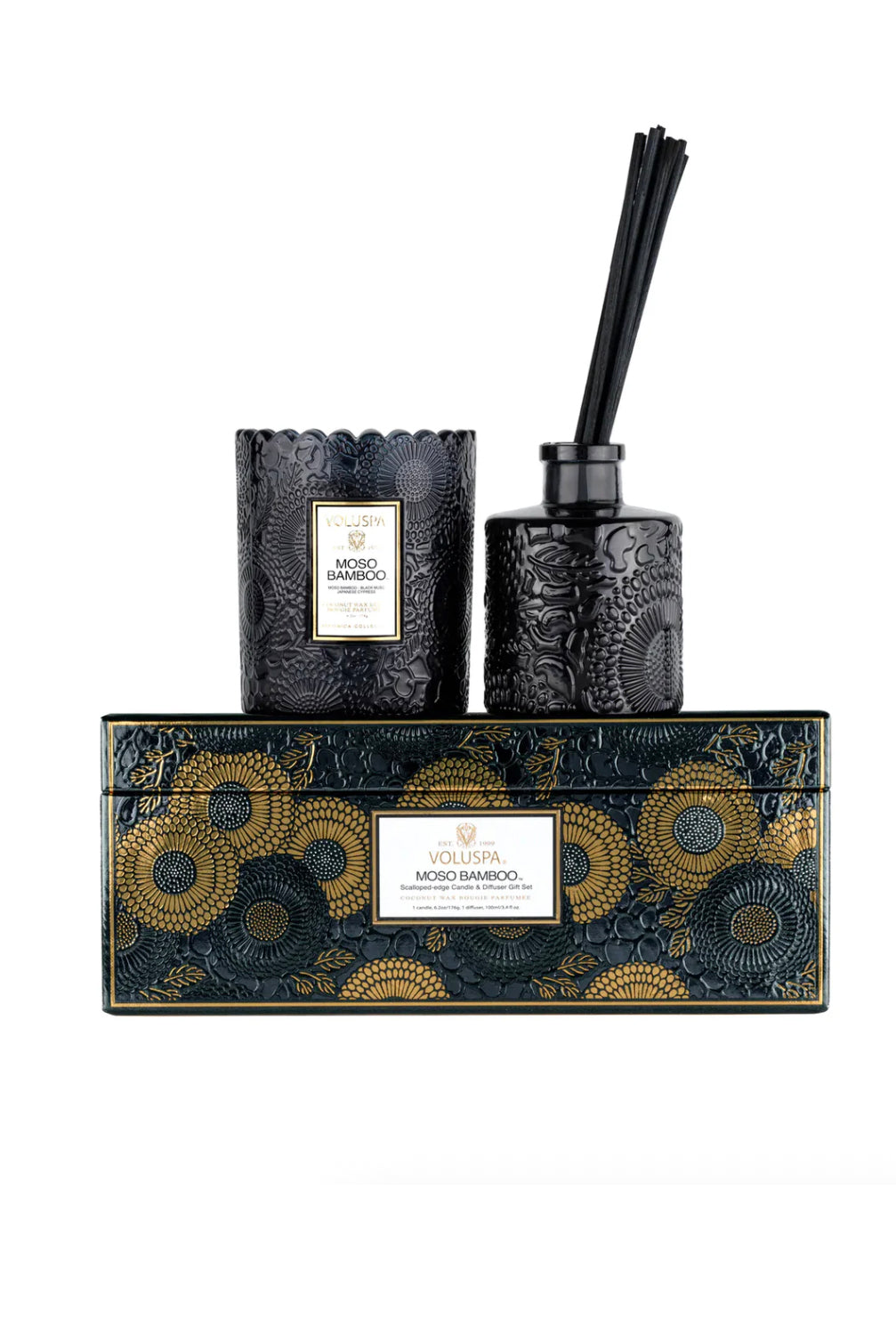 Scalloped Candle+Diffuser Gift Set - Moso Bamboo