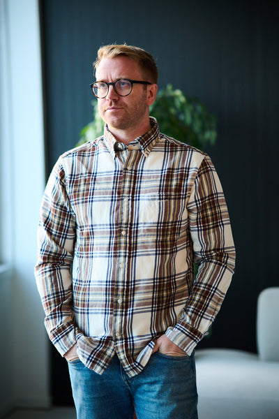 Reg Windblown Flannel Check - Cream