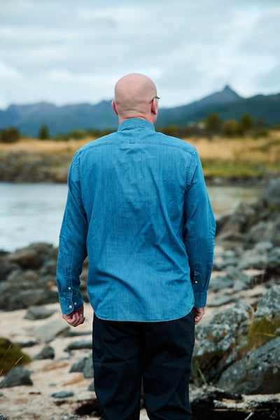 Regleo Denim LS Shirt Spread - Medium Blue Denim