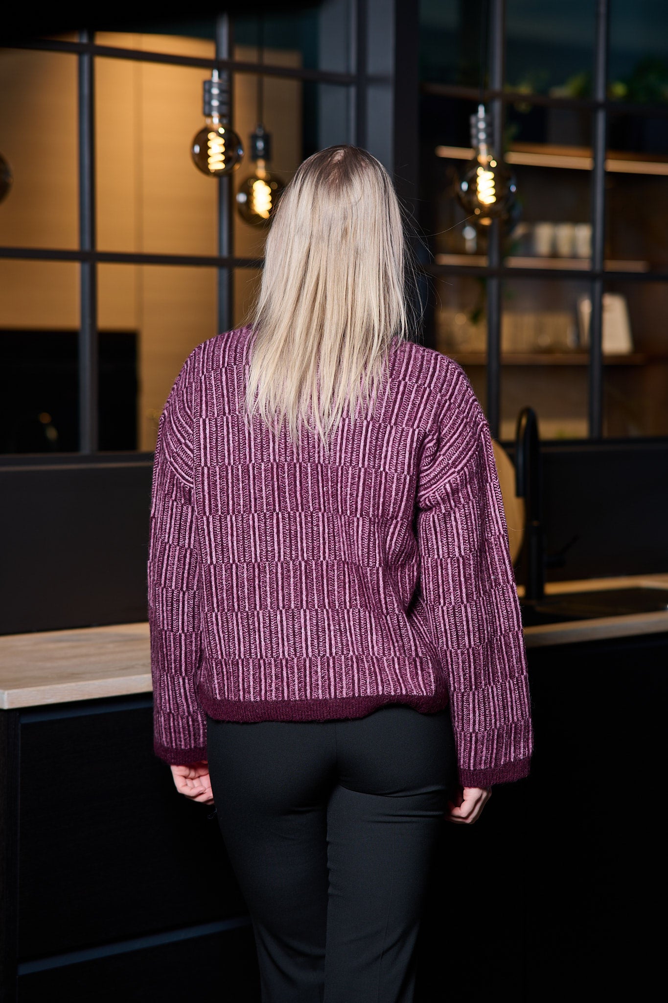 Alva Ls Knit Stripe O-neck - Fig