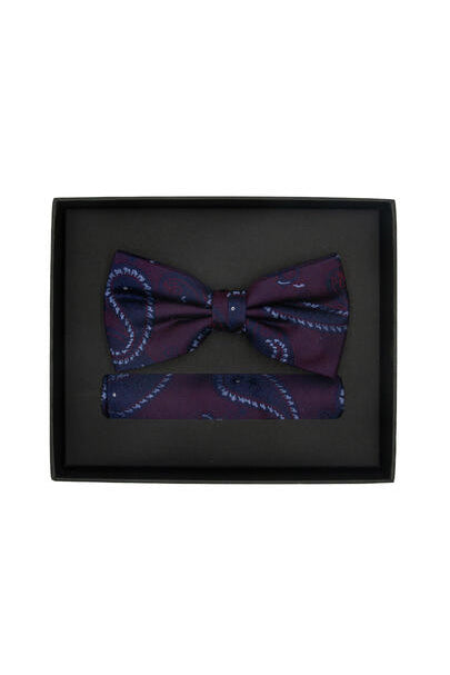 Sløyfe m/lommetørkle - Paisley Plomme