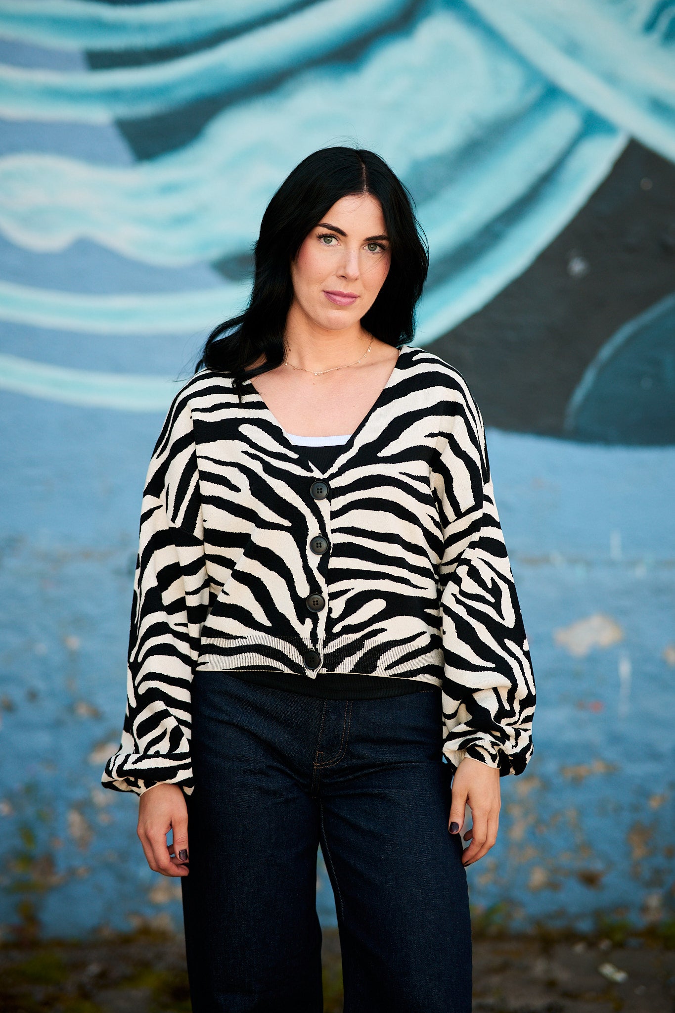 GZZebba Cardigan Black/birch tiger