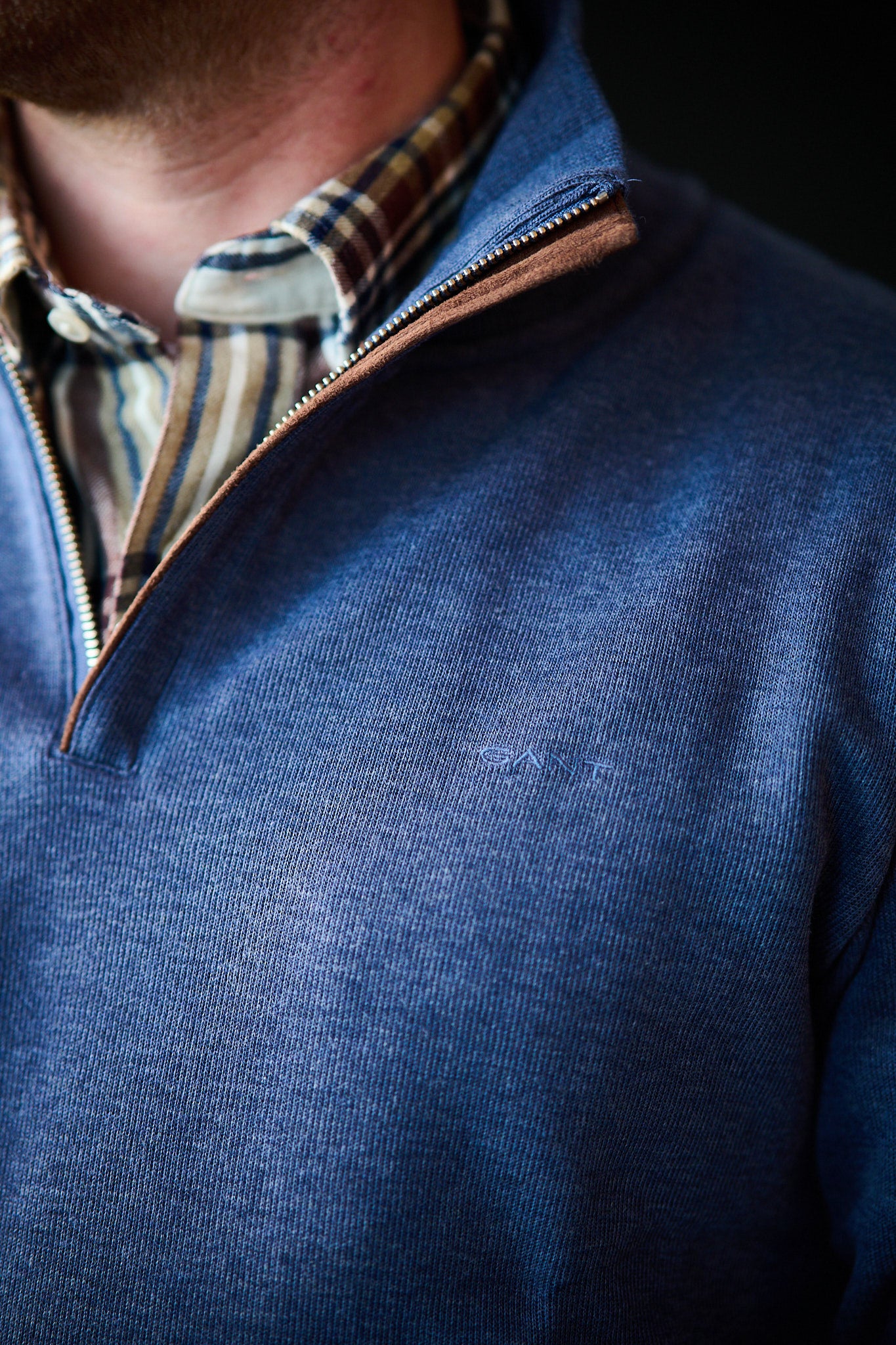 Sacker Rib Half Zip - Dark Jeans Melange