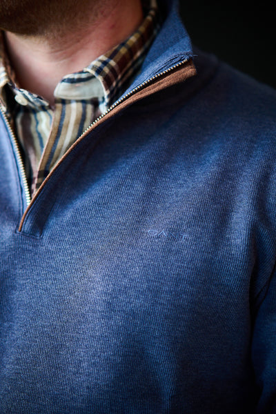 Sacker Rib Half Zip - Dark Jeans Melange