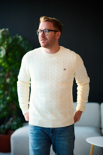 Cotton Cable C-neck - Cream