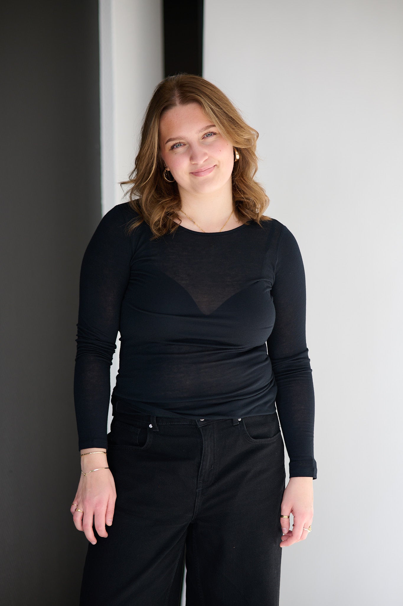 Perfect Line Cashmere T-Shirt L/SL - Black