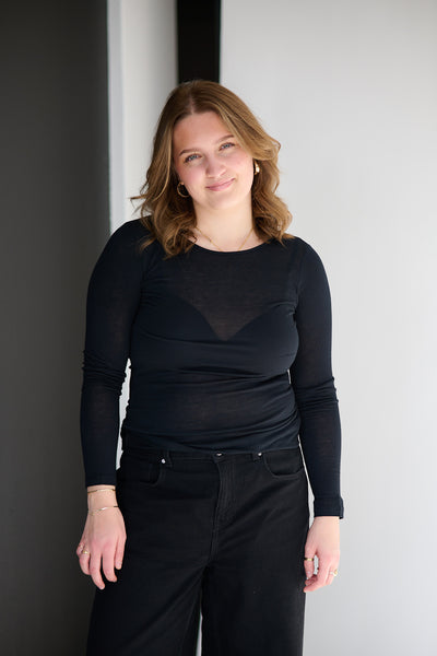 Perfect Line Cashmere T-Shirt L/SL - Black