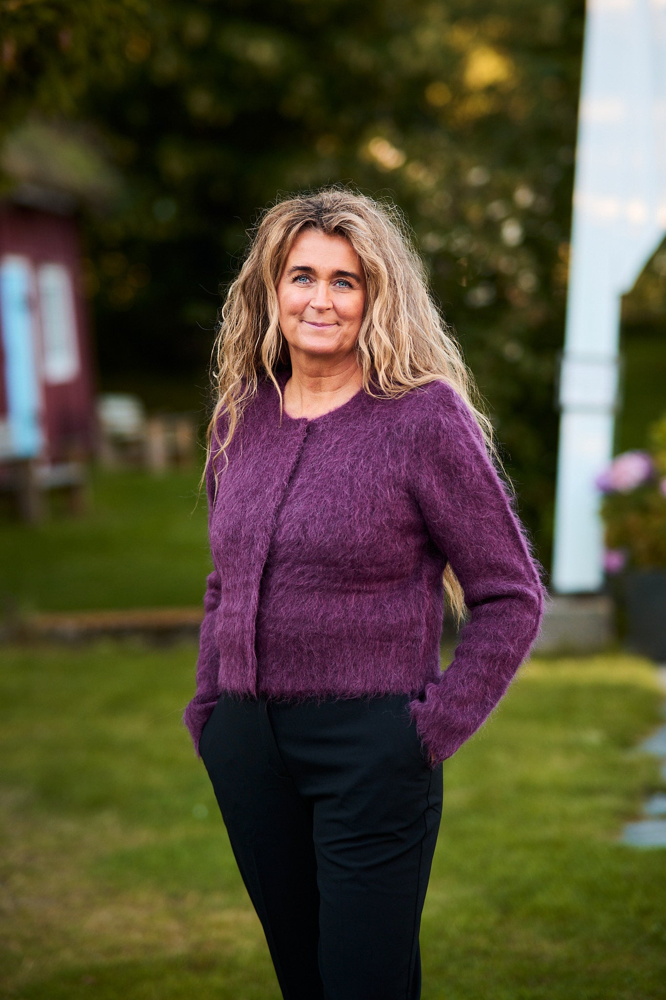 Hairy Knit Jacket - Burgundy