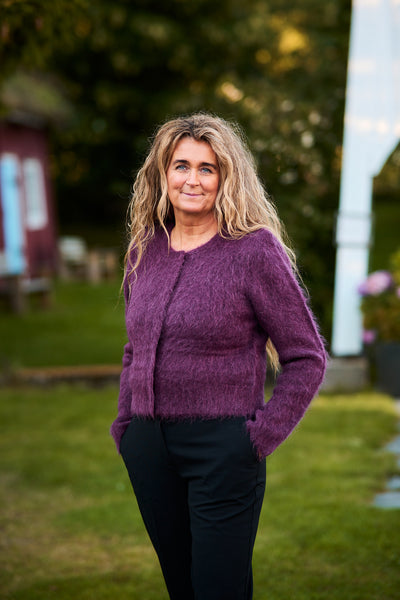 Hairy Knit Jacket - Burgundy