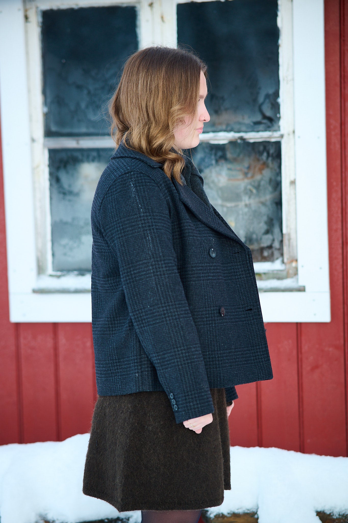 Alma Pattern Wool Blend Jacket - Black Check