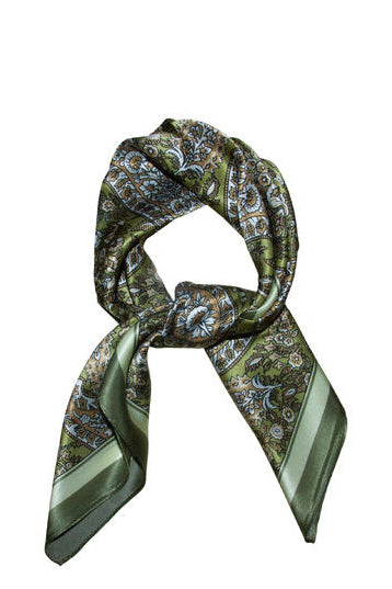 Skjerf Paisley Silke 70x70 - Grønn