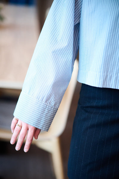 Astha Ls Cropped Boxy Shirt - Cashmere Blue