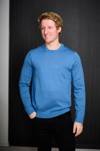 Tray LS Knit Merino Crew Neck - True Navy