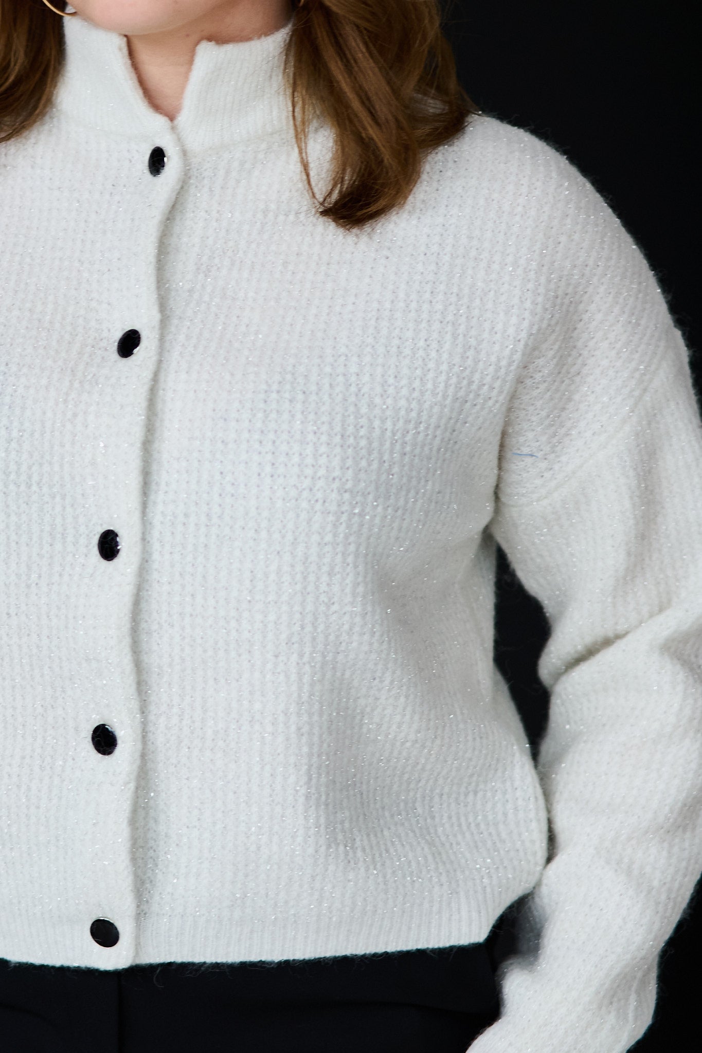 Alpha Shimmer Cardigan - Ivory with Lurex