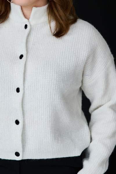 Alpha Shimmer Cardigan - Ivory with Lurex
