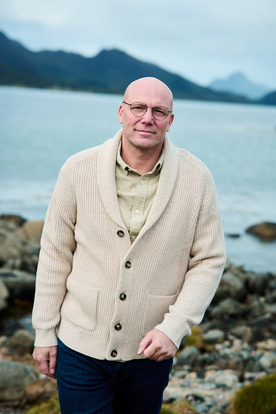 Wool Blend Shawl Collar Cardigan - Light Beige Melange