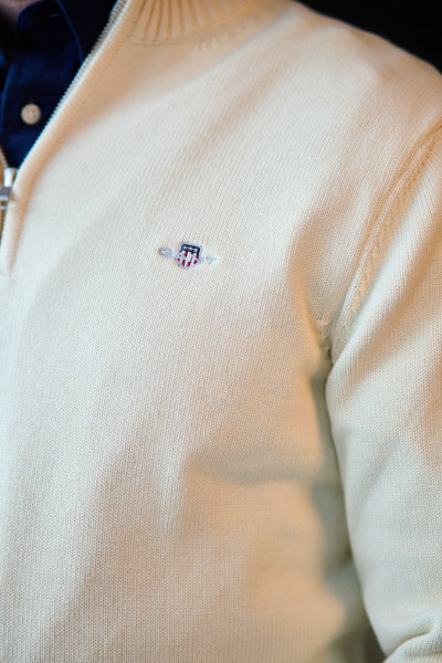 Casual Cotton Half Zip - Cream