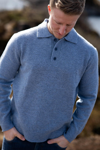 Reuben Ls Knit Relaxed Polo - Oceana