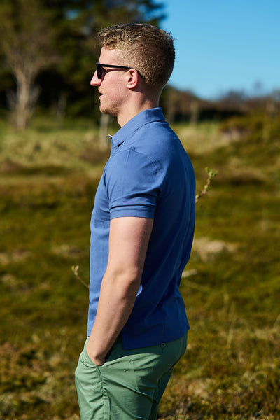 Contrast Pique SS Polo - Dusty Navy