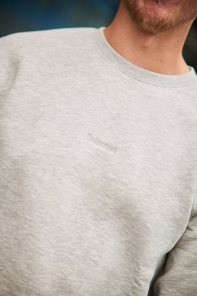 Hankie Logo Crew Neck Sweat - Light Grey Melange