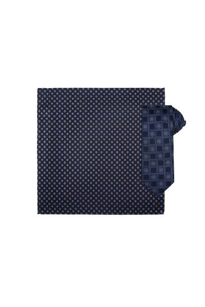 Silkeslips + Lommetørkle - Mønstret Navy