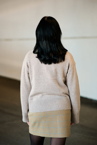 Cille Cashmere Blend LS Knit O-neck - Irish Cream