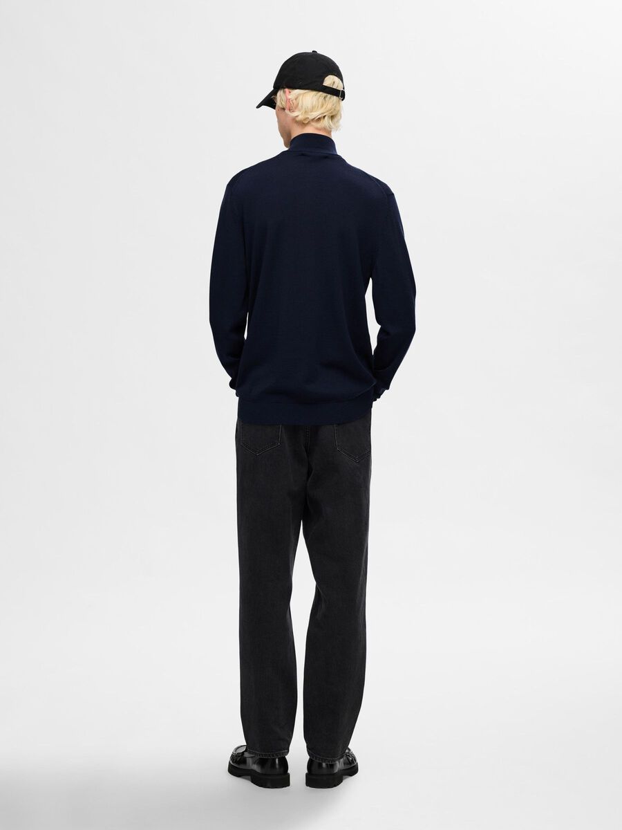 Tray LS Knit Merino Half Zip - Navy Blazer