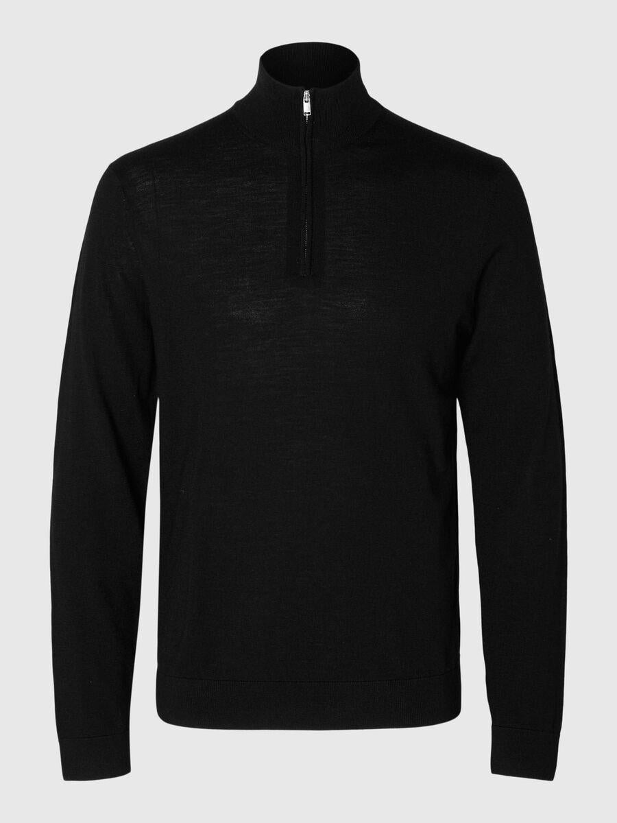 Tray LS Knit Merino Half Zip - Black